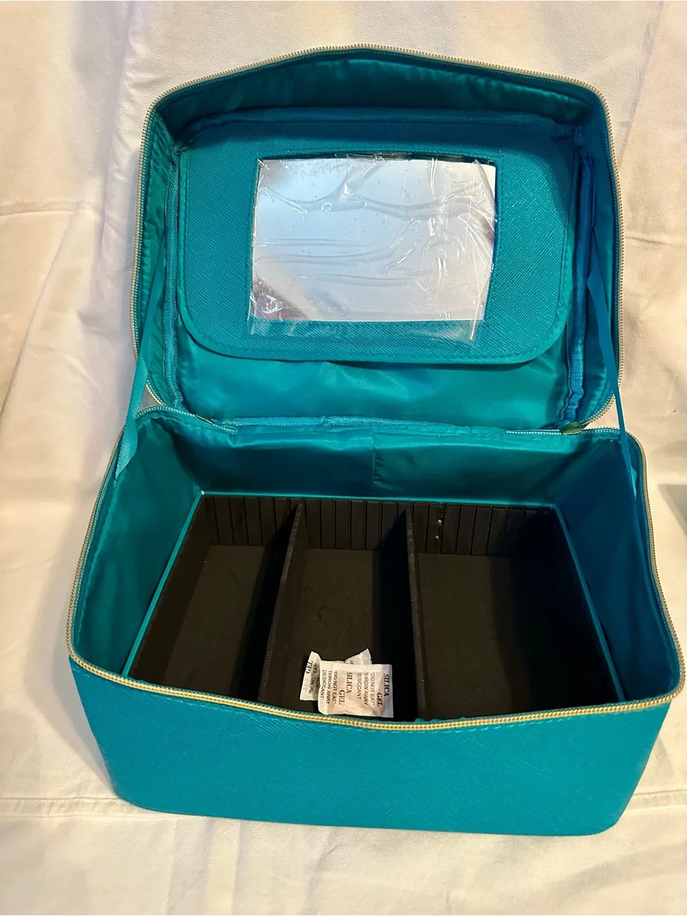 JM Collection Turquoise Women’s Travel Jewelry Case with Gold Hardware